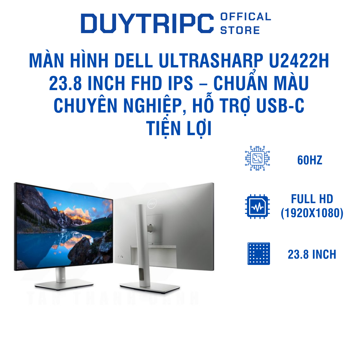 Màn hình Dell UltraSharp U2422H 23.8 inch FHD IPS – Chuẩn màu chuyên nghiệp, hỗ trợ USB-C tiện lợi